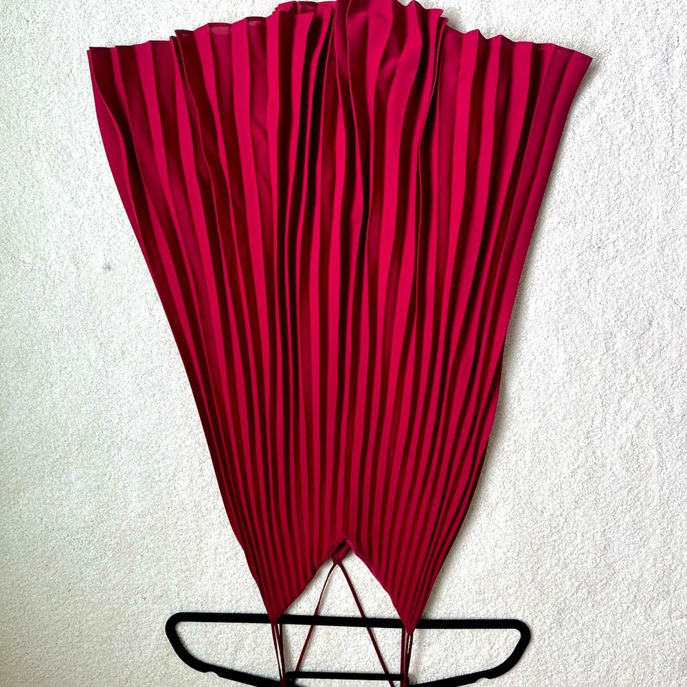Pleated, red/maroon dress